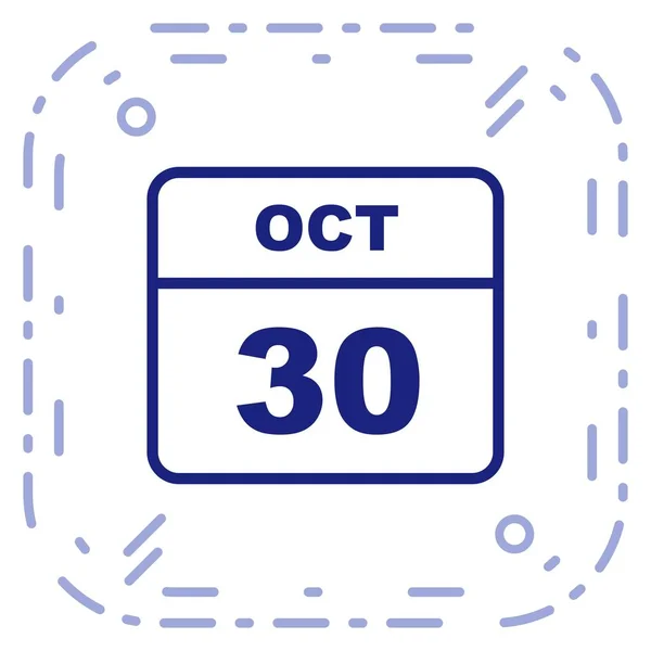 30 de outubro Data em um calendário único dia — Fotografia de Stock