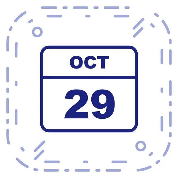29. Oktober Datum an einem einzigen Tag Kalender — Stockfoto