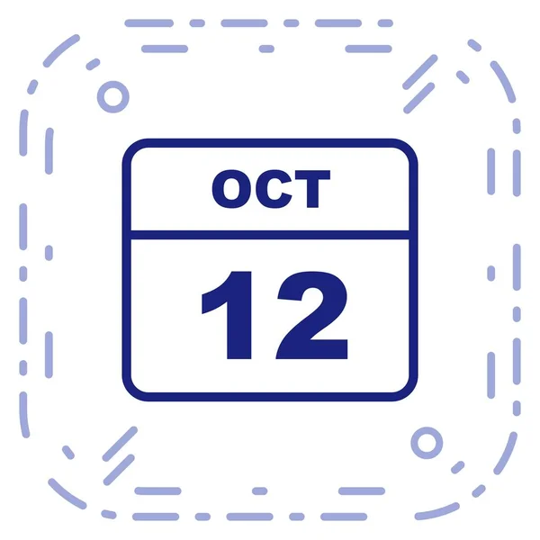 12. Oktober Datum an einem einzigen Tag Kalender — Stockfoto