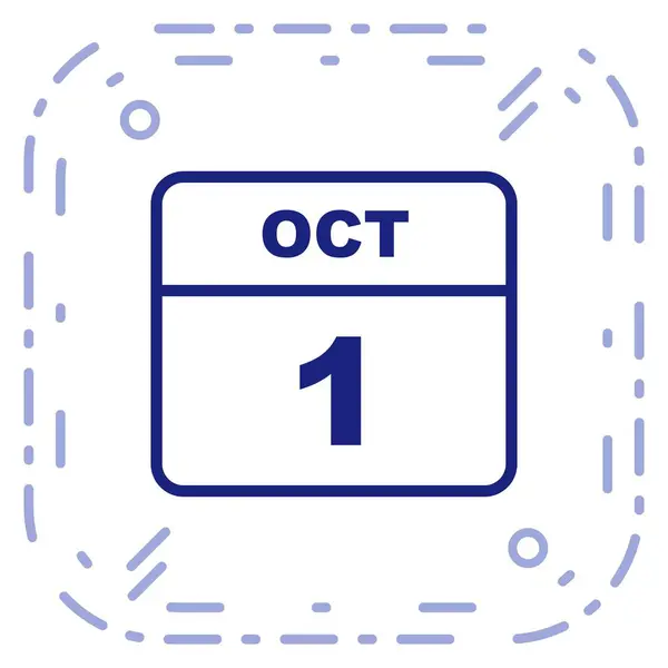 01 de outubro Data em um calendário único dia — Fotografia de Stock