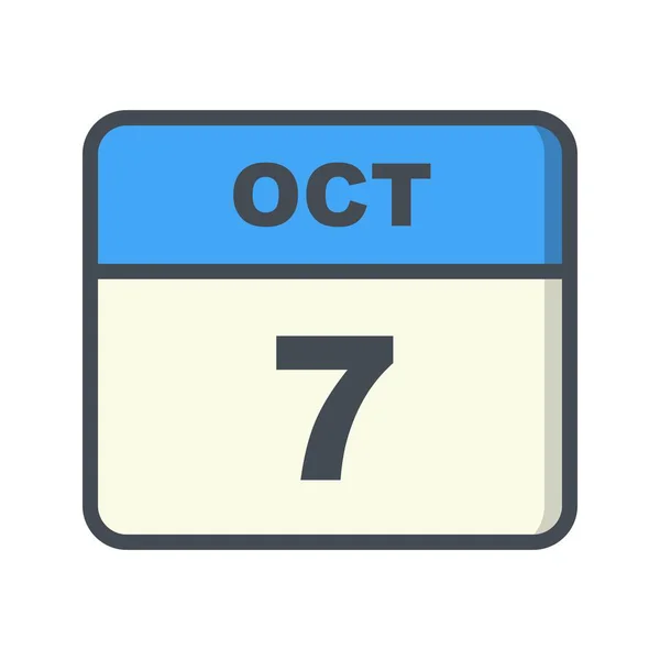 7 октября Дата в календаре одного дня — стоковое фото