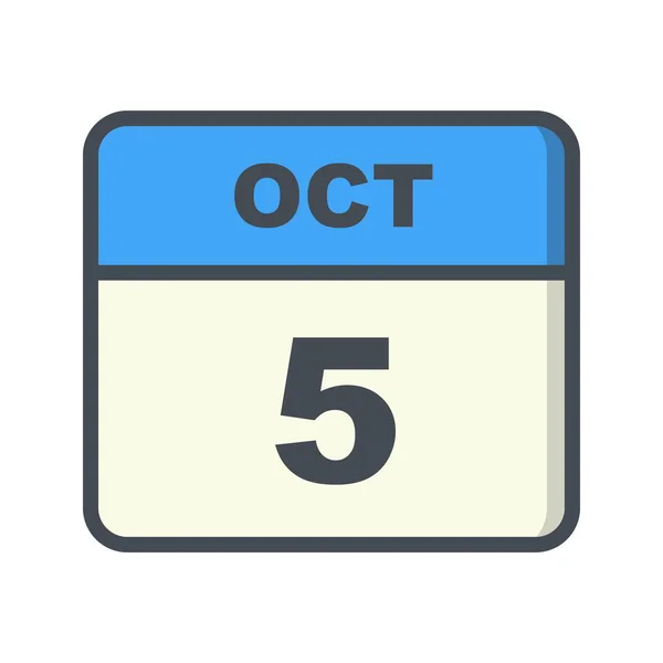 October 5th Date on a Single Day Calendar — Stock Photo, Image