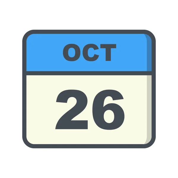 26 octobre Date sur un calendrier d'un seul jour — Photo