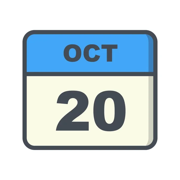 20th Οκτωβρίου ημερομηνία σε ημερολόγιο μίας ημέρας — Φωτογραφία Αρχείου