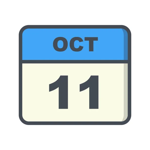 11 Ottobre Data su un Calendario Unico Giorno — Foto Stock