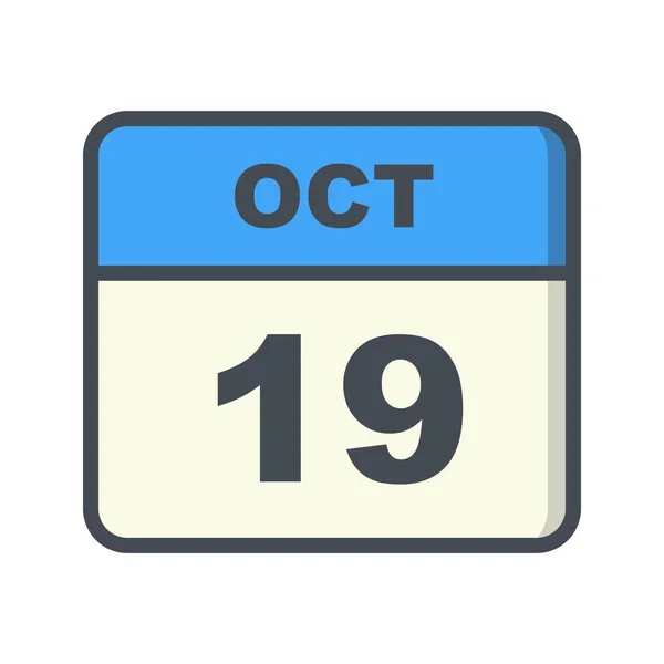 19. Oktober Datum an einem einzigen Tag Kalender — Stockfoto