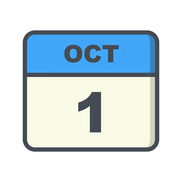 Datum 1. října v kalendáři jednoho dne — Stock fotografie