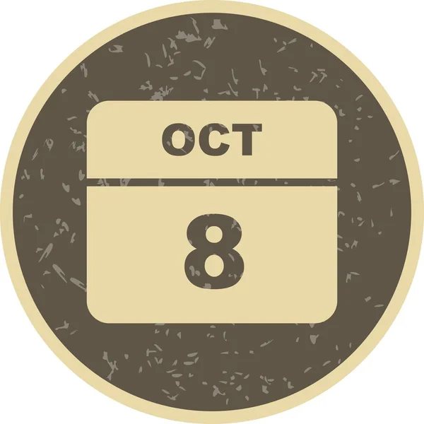 Дата 8 октября в календаре одного дня — стоковое фото