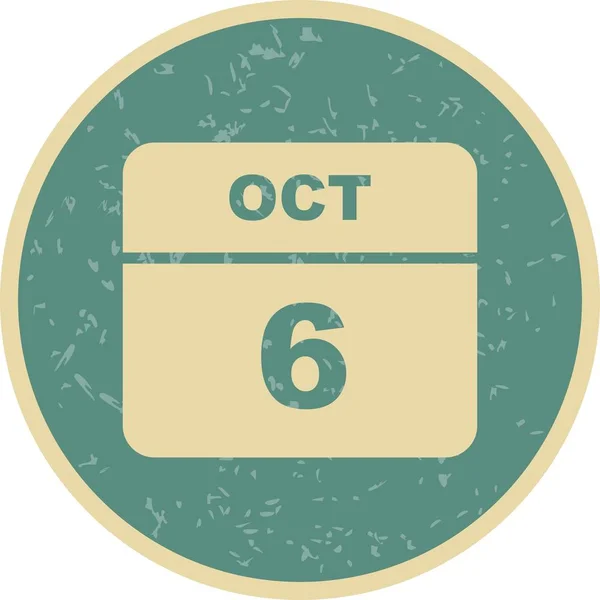 10月6日单日日历上的日期 — 图库照片