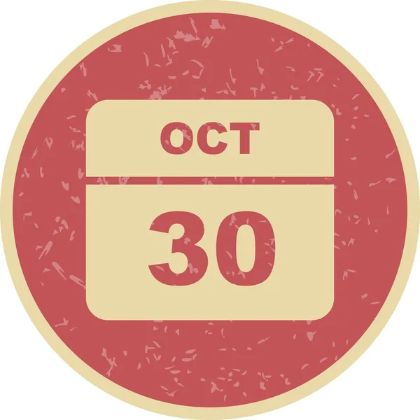 30 de octubre Fecha en un calendario de un solo día — Foto de Stock