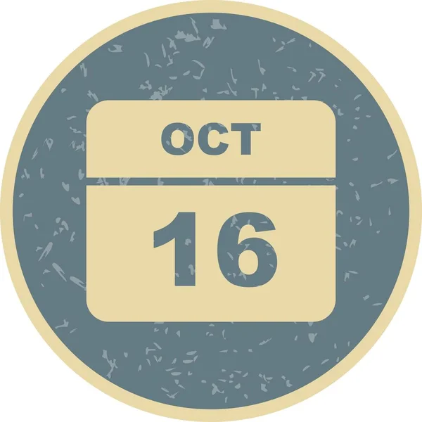 16 de outubro Data em um calendário único dia — Fotografia de Stock