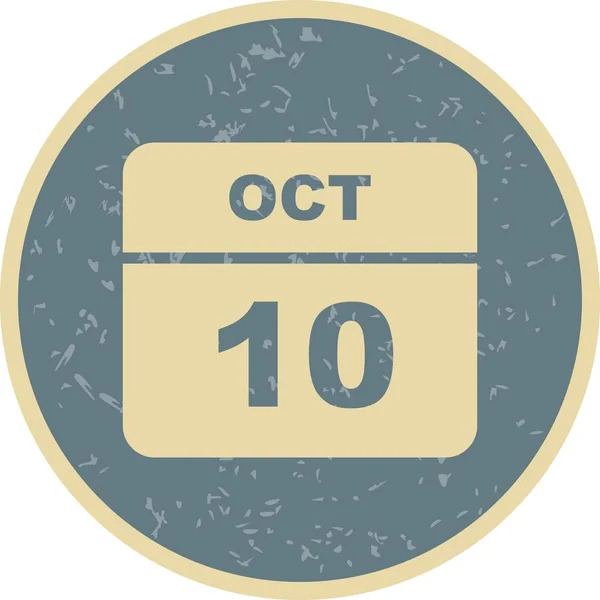 October 10th Date on a Single Day Calendar — Stock Photo, Image