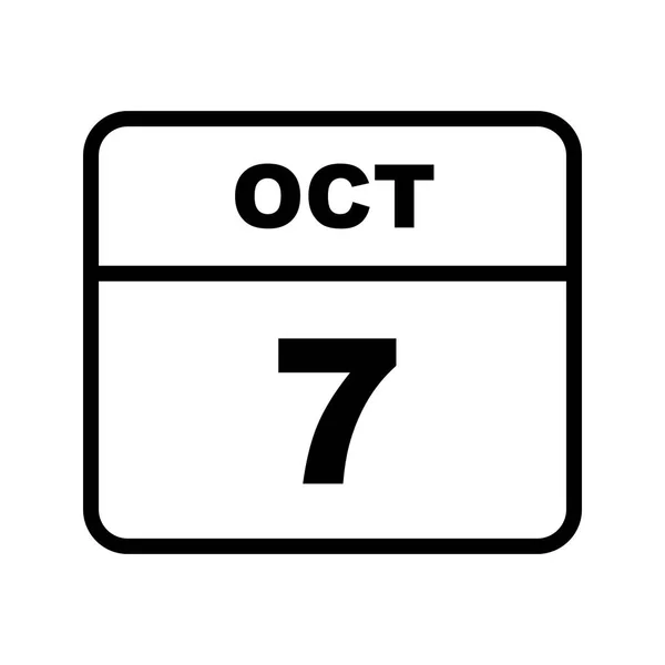 7 października Data w kalendarzu jednodniowe — Zdjęcie stockowe