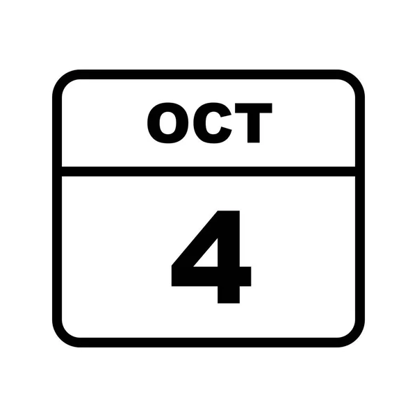 4 octobre Date sur un calendrier d'un seul jour — Photo