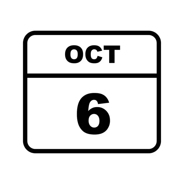 6. října k jednomu dni v kalendáři — Stock fotografie