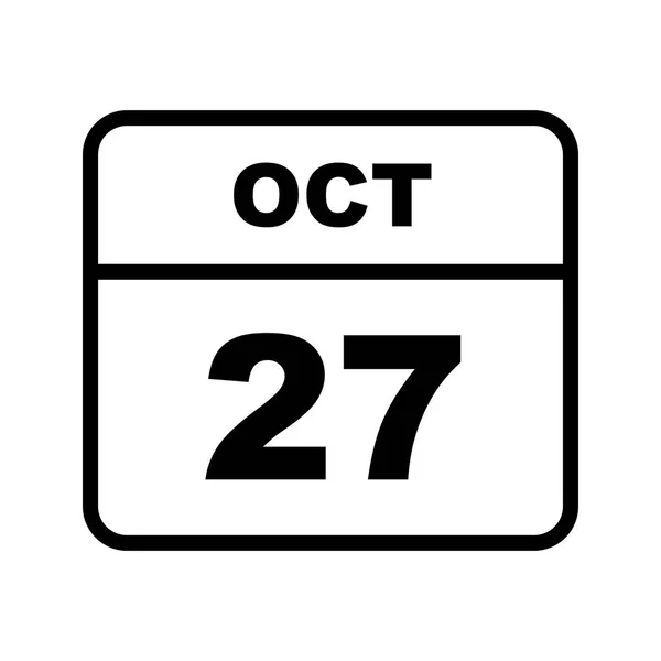 27 de outubro Data em um calendário único dia — Fotografia de Stock
