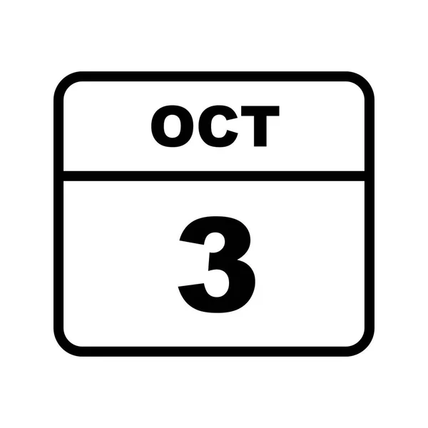 3 de octubre Fecha en un calendario de un solo día — Foto de Stock