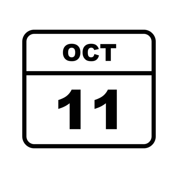 Дата 11 октября в календаре одного дня — стоковое фото