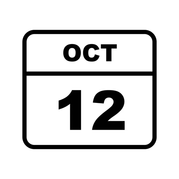 12 oktober datum på en enda dag kalender — Stockfoto