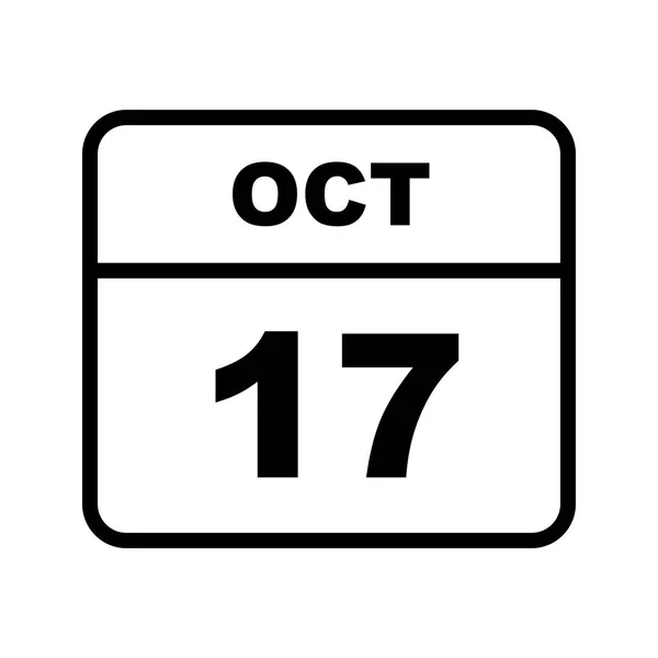 एक दिन कैलेंडर पर 17 अक्टूबर की तारीख — स्टॉक फ़ोटो, इमेज