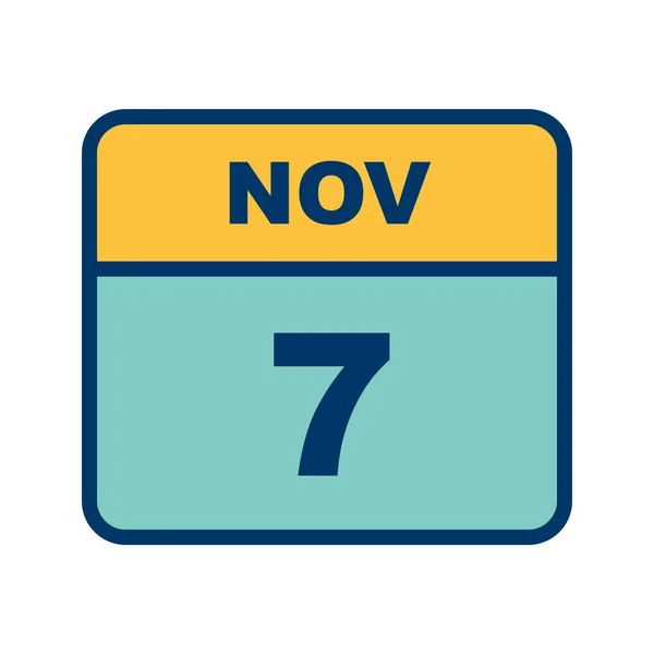 7 de novembro Data em um calendário único dia — Fotografia de Stock
