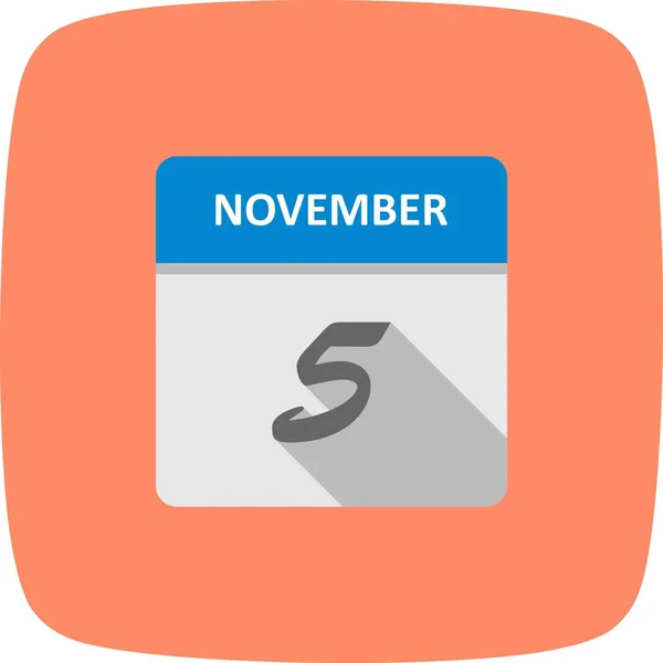 5 novembre Date sur un calendrier d'un seul jour — Photo