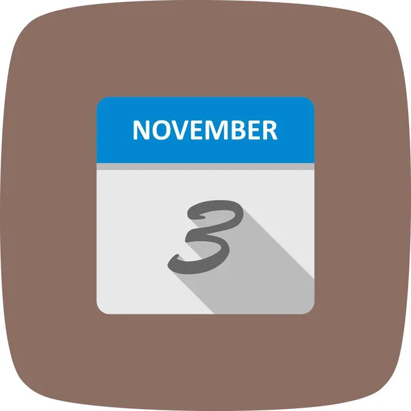 11月3日单日日历上的日期 — 图库照片