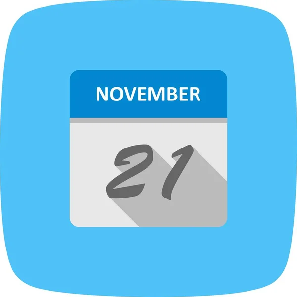 21 november datum op een enkele dag kalender — Stockfoto