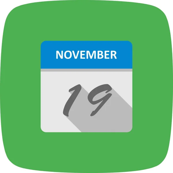 19ου Νοεμβρίου ημερομηνία σε ημερολόγιο μιας ημέρας — Φωτογραφία Αρχείου