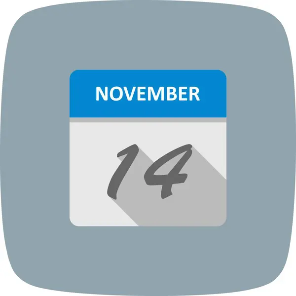 14 de novembro Data em um calendário único dia — Fotografia de Stock