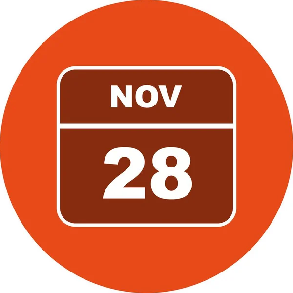 28 de noviembre Fecha en un calendario de un solo día — Foto de Stock