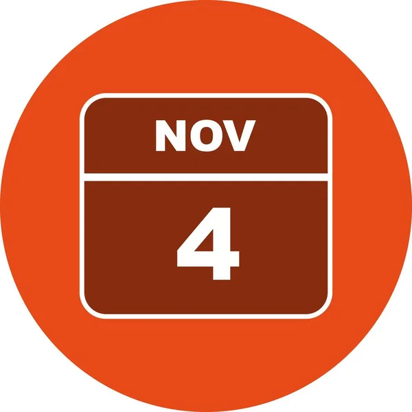 4 november datum på en enda dag kalender — Stockfoto