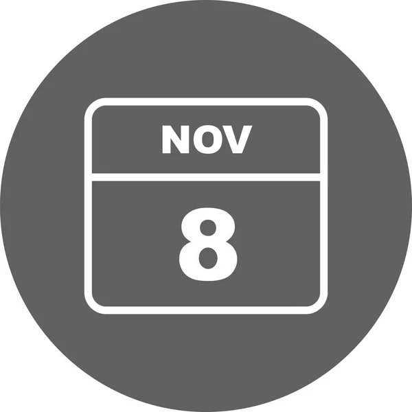 8 listopada Data w kalendarzu jednodniowe — Zdjęcie stockowe