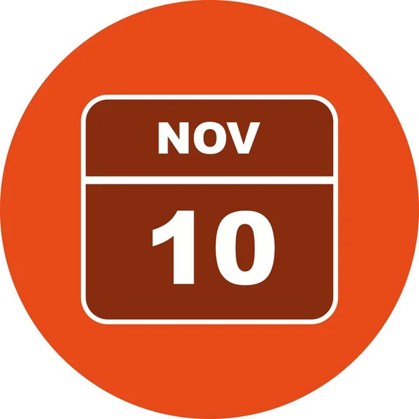 10e november datum op een enkele dag kalender — Stockfoto