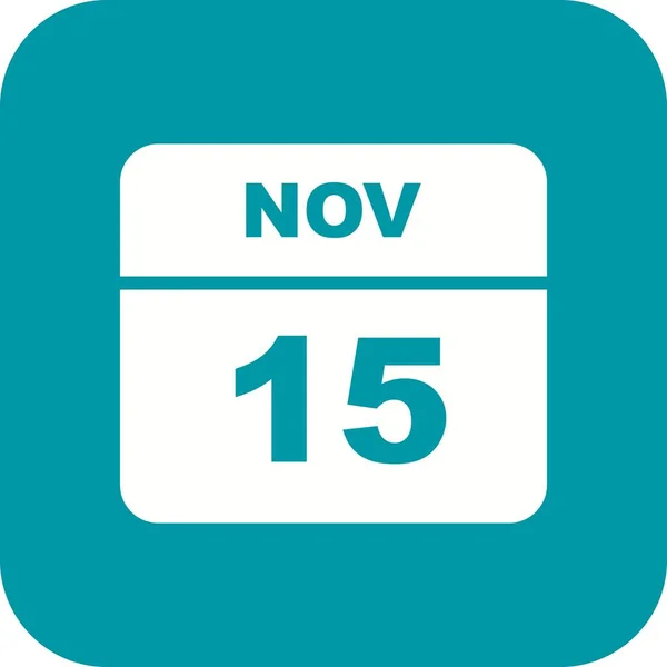 15th Νοεμβρίου ημερομηνία σε ημερολόγιο μίας ημέρας — Φωτογραφία Αρχείου