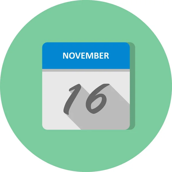 16 de novembro Data em um calendário único dia — Fotografia de Stock