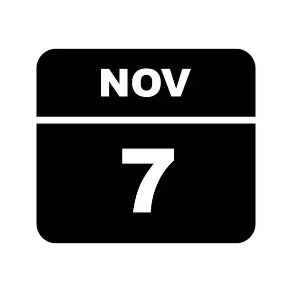 7 listopada Data w kalendarzu jednodniowe — Zdjęcie stockowe