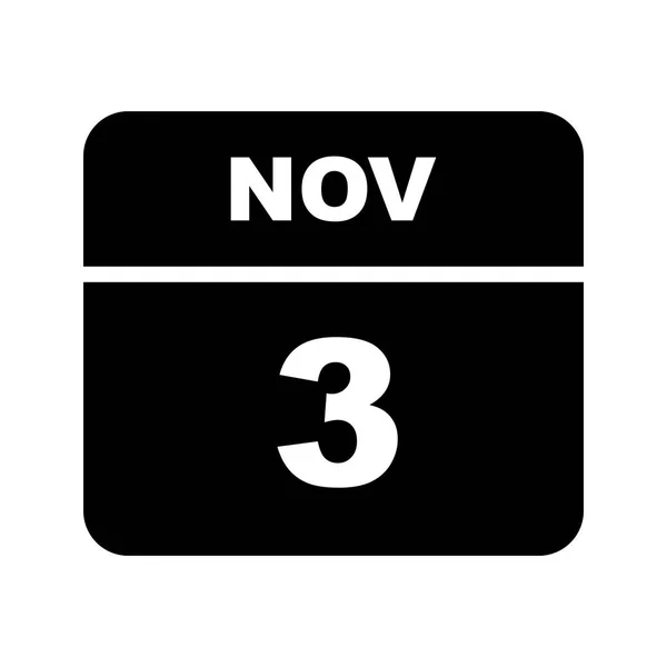 03 november datum op een enkele dag kalender — Stockfoto