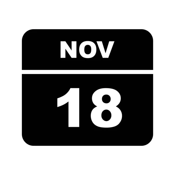 18. listopadu datum v jednom dnu kalendáře — Stock fotografie