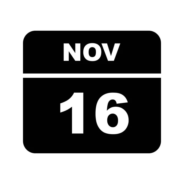 16 novembre Date sur un calendrier d'un seul jour — Photo
