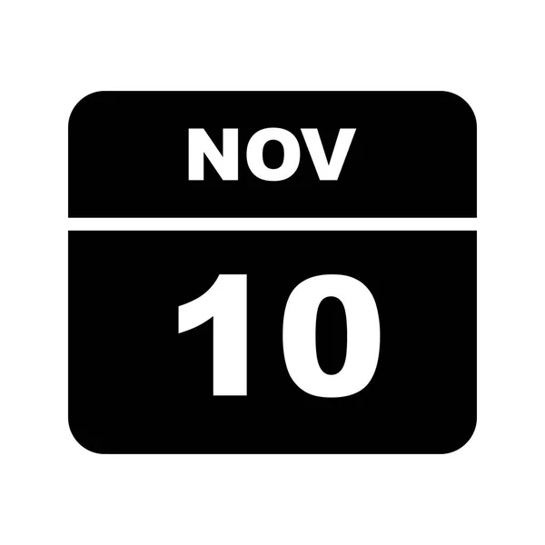 10 ноября Дата в календаре одного дня — стоковое фото