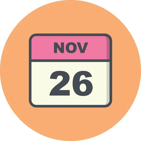 26th Νοεμβρίου ημερομηνία σε ημερολόγιο μίας ημέρας — Φωτογραφία Αρχείου