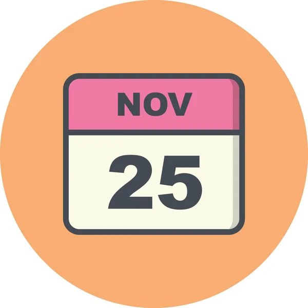 25th Νοεμβρίου ημερομηνία σε ημερολόγιο μίας ημέρας — Φωτογραφία Αρχείου