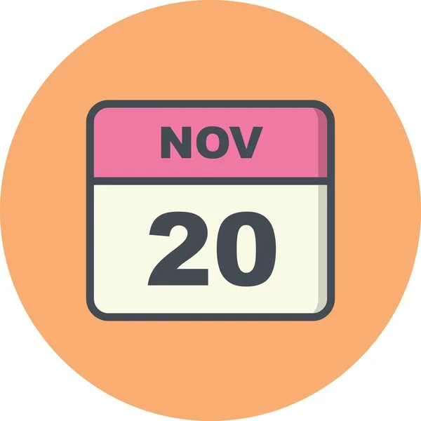 20th Νοεμβρίου ημερομηνία σε ημερολόγιο μίας ημέρας — Φωτογραφία Αρχείου