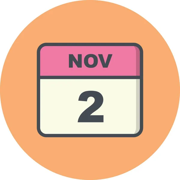 2ο Νοεμβρίου ημερομηνία σε ημερολόγιο μίας ημέρας — Φωτογραφία Αρχείου