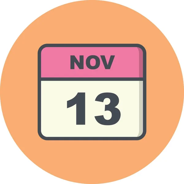 13th Νοεμβρίου ημερομηνία σε ημερολόγιο μίας ημέρας — Φωτογραφία Αρχείου