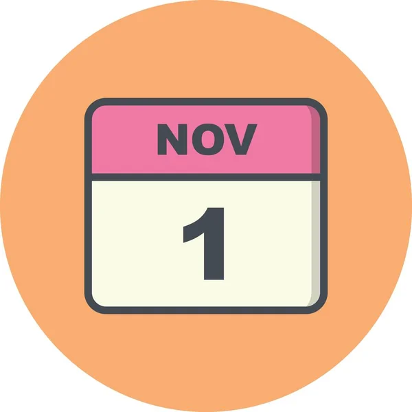 1. listopadu datum v kalendáři jednoho dne — Stock fotografie