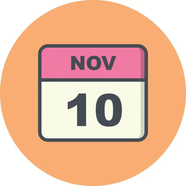 10 ноября Дата в календаре одного дня — стоковое фото