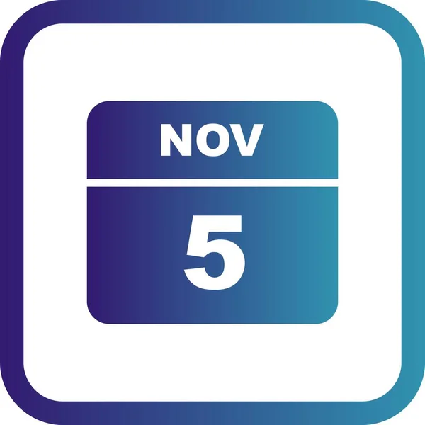 5. november Dato på en enkelt dag kalender - Stock-foto