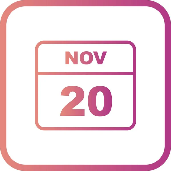 20 de novembro Data em um calendário único dia — Fotografia de Stock